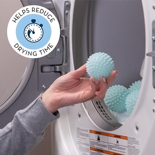 Reusable Laundry Dryer Balls, Sky Blue Plastic Anti-Static Fabric Softener, Reduces Wrinkles, Sustainable Cleaning Supplies, Essential Washing & Drying Aid for Soft, 6 Pack, 2.36 in (Sky Blue)