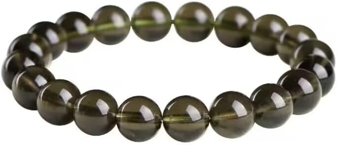 Natural Moldavite Green aerolites Czech Crystal Stone Raw Stone Grinding 8mm Bead Meteorite Bracelet Czech Meteorite Bracelet (Size : 1pcs)