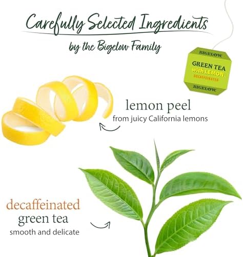 Bigelow Tea Decaffeinated Green Tea with Lemon, Decaf Tea with Green Tea and Lemon, 20 Count Box (Pack of 6), 120 Total Tea Bags