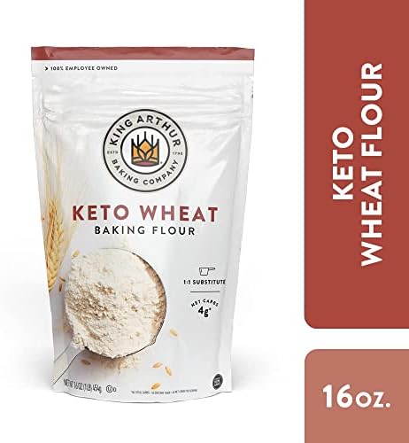 King Arthur Keto Wheat Baking Flour: 1:1 All-Purpose Flour Substitute, 1 lb (Pack of 1) - Low-Carb Baking Solution for Bread & More, Non-GMO, Resealable Bag - Perfect for Keto Diet & Reduced Carb Intake