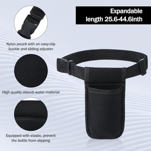 3 Set Adjustable Single Massage Bottle Holster Includes 3 Black Neoprene Massage Holster Belts with 8 oz Refillable Pump Dispenser Bottles for Lotion and Oil