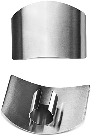 SourceTon Stainless Steel Finger Guard (5-Pack) - Adjustable Kitchen Safety Protector for Vegetable, Fruit & Meat Cutting