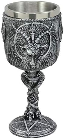 Pacific Giftware Satanic Cult Baphomet Wine Goblet Made of Polyresin with Stainless Steel Rim