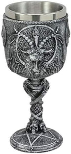 Pacific Giftware Satanic Cult Baphomet Wine Goblet Made of Polyresin with Stainless Steel Rim