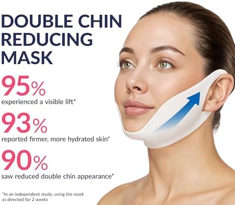 Stylia V Line Lifting Collagen Mask - Lift, Firm & Contour Jawline - Tightening Double Chin Strap with Hyaluronic Acid & Aloe - Neck Tightening and Lifting Mask - Jawline Shaper Face Lift Tape (10PC)