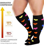 4 Pairs Plus Size Compression Socks for Women and Men 20-30 mmHg, Wide Calf Stockings Best Support for Circulation, Running