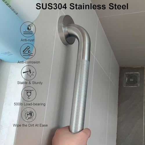 Shower Grab Bar Stainless Steel Bathroom Grab Bar Brushed Nickle 1.25'' Diameter Anti-Slip Textured Heavy Duty Toilet Safety Hand Rail for Seniors Elderly Handicap Balance Handle Bar (40 Inch)
