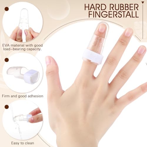 BBTO 10 Pcs Mallet Finger Splint, 5 Sizes Finger Support Brace Stabilizer Straightener Plastic Fingertip Protectors Arthritis Knuckle Immobilization for Thumb Pinky Middle Index Ring(Transparent)