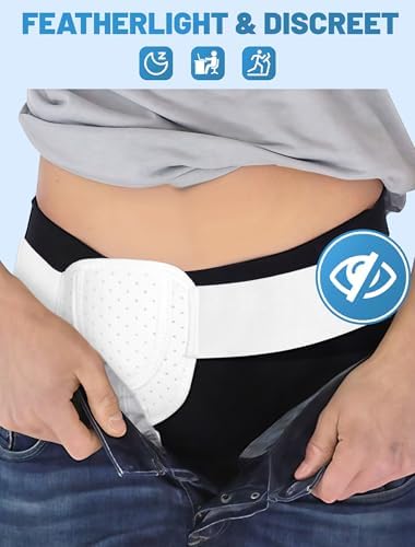 Hernia Belts for Men Inguinal, Hernia Belt for Women, Inguinal Hernia Support for Left or Right Side, Comfortable Adjustable Waist Strap with Removable Compression Pads