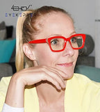 Eyekepper Ladies Computer Glasses - Blue Light Filter Readers Women- UV420 Protection Oversized Square Design Eyeglasses - Red