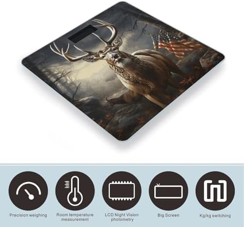 Deer Hunting Season Bathroom Scale for Body Weight Scales Digital Smart Highly Accurate Bathroom Scales with LCD Display Tempered Glass Non-Slip Automatic Weighing Scale 400 Lb