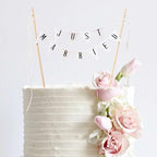 Just Married Wedding Cake Topper - Rustic Wedding Cake Topper Banner, Rustic Wedding Decorations, Just Married Bunting Cake Topper Banner, Bridal Shower Cake Decor (Just Married Cake Topper)