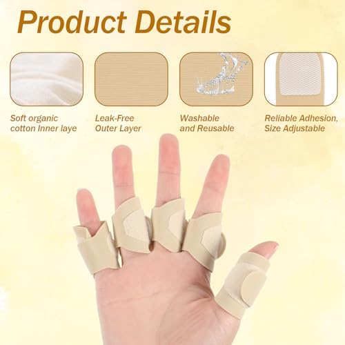 10Pcs Castor Oil Pack Wrap for Fingers, Self Adhesive Castor Oil Compress Wrap Reusable, Soft Cotton Compression Hand Wraps for Fingers and Thumb Arthritis for Finger Tingling Finger Cracking