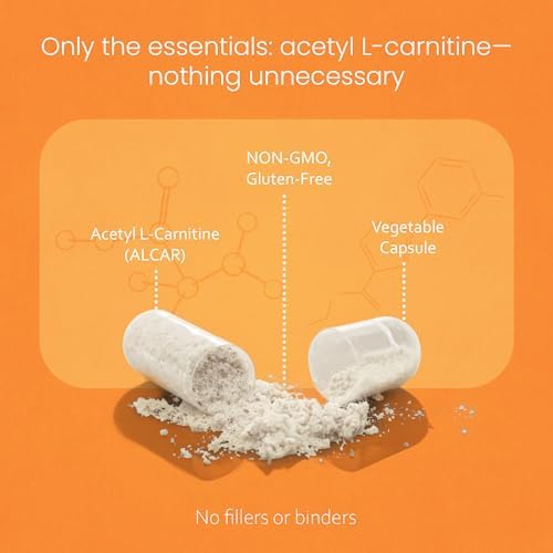 NaturaLife Labs Acetyl L-Carnitine (ALCAR) 1500 mg per Serving – 100 Capsules – Non-GMO, Gluten-Free, Vegan