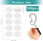 500PCS Ear Lobe Support Patches for Earrings, Clear Earring Stickers for Heavy Earrings (0.59 x 0.49inch) & Earring Covers for Sports, Ear Tape Lobe Support Patches for Long Time