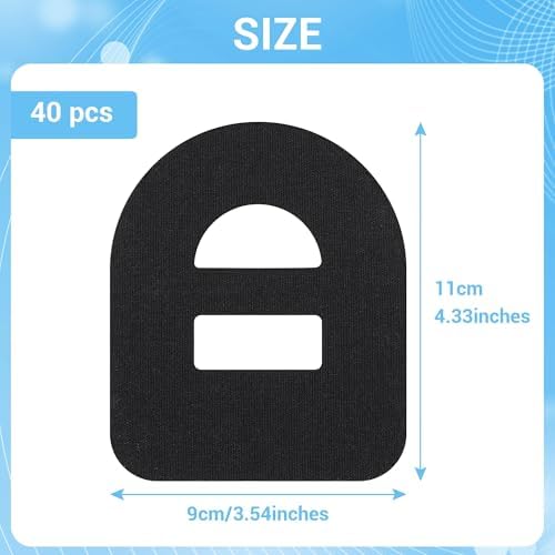 40Pcs Overpatches for Omnipod 5, Adhesive Patches Waterproof with Stretchable Strap, Breathable, Adhesive Overpatches（Black）
