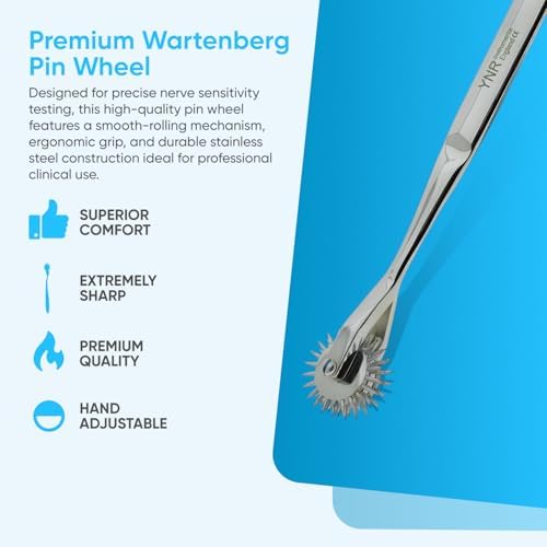 YNR Medical Diagnostic Neurologic Wartenberg Sensory Testing 1 to 10 Row Pinwheel Stimulator Silver (3 Row)