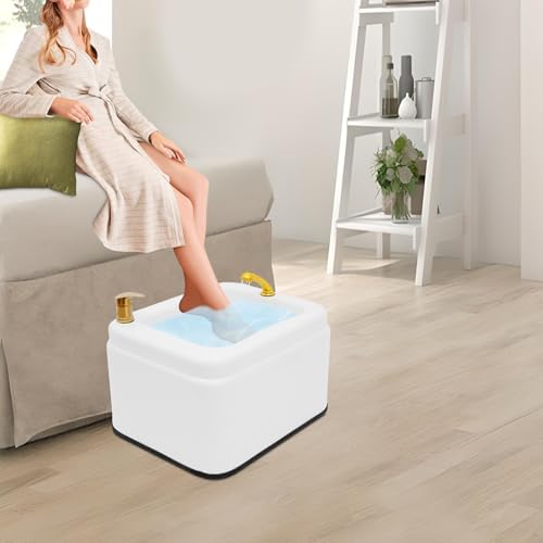 Acrylic Massage Foot Bath, Portable Foot Spa Tub with Practical Hand Shower + 4 Wheels, Bottom Raised Massage Point & Adjustable Hot and Cold Water for Salons Homes. (Style 1)