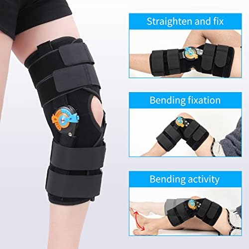 Hinged ROM Knee Braces Adjustable Knee Immobilizer Support for Knee Pain ACL MCL PCL Arthritis Meniscus Tear Post OP Recovery for Men and Women Side Stabilizers Torn Meniscus Orthopedic Orthosis (Basic Version, Medium)