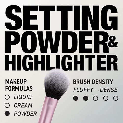 Real Techniques Setting Brush With Ultra Plush Custom Cut Synthetic Bristles and Extended Aluminum Ferrules to Build Coverage