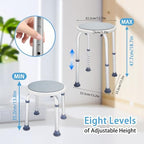 Adjustable Bath Seat, Bathroom Bathtub Shower Chair Stool for Elderly and Disabled, Seniors Tub Transfer Bench for Inside Shower (Grey, Basic Version)
