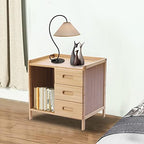 Bamboo Nightstand, Modern Side Table with Drawers and Open Shelf, Bamboo Legs for Bedrooms, Dorm Rooms, and Tight Spaces (Primary)