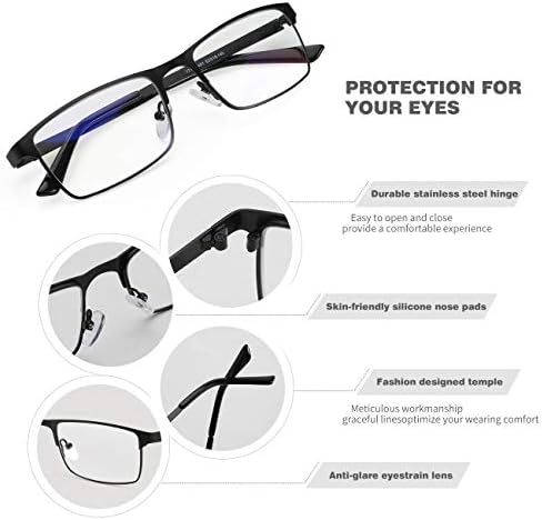 JOO'RTI Blue light glasses for men, Metal Frame Gaming Computer Glasses Fake Glasses
