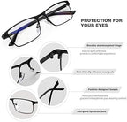 JOO'RTI Blue light glasses for men, Metal Frame Gaming Computer Glasses Fake Glasses