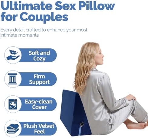 Sex Pillow Position Aid Cushion with Bondage Handcuffs Kits Sex Furniture Sex Toys for Deeper Position Support Foam Pillow for Couples Women Men