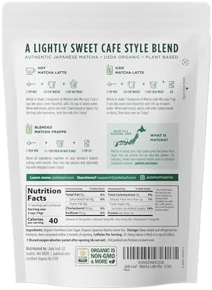 Jade Leaf Matcha Organic Matcha Latte Mix - Lightly Sweet Japanese Matcha Green Tea Powder with Organic Cane Sugar for Café Style Blend, 5.3 Ounce / 150g (Pack of 1)
