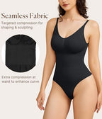 BRABIC Womens' Seamless Sleeveless V-Neck Thong Bodysuit Shapewear Tummy Control Tops V-Neck Camisole