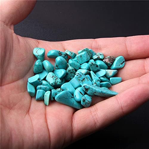 Natural 500 pcs Turquoise No Hole Undrilled Irregular Chip Gemstone Beads Rock Gravel Crystal Tumble Minerals Gravel Specimen Energy Decorative Stone Fish Tank Stone