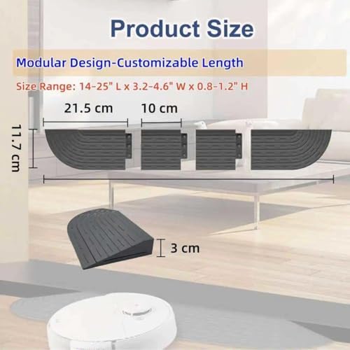 1.2'' Plastic Threshold Ramp for Robot Vacuums Fits Roborock Dreame iRobot Shark Compatible with Ecovacs Eufy Xiaomi Narwal MOVA -1.2''x4.5''x25'' Grey Climbing Mat for 0.8''-1.2'' Sills-1 Pack