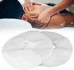 200pcs Professional Massage Linens, Disposable Non Woven Fabric Massage Table Bed Pillow Hole Towel Face Hole Mat (Round) with Hole Opening Design, Good Breathability, Wholesale Business