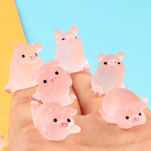 5Pcs Cute Pink Piggy Figures Car Dashboard Ornament Pig Figurine Ornament Resin Cute Pig Desktop Figurine Decoration DIY Crafts for Auto Home Office Desk Collectible Dolls，Collectible Dolls Home Décor