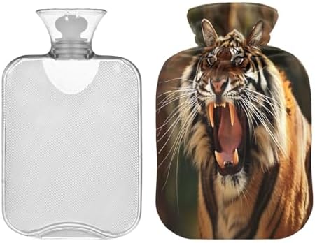 Wild Tiger Hot Cold Water Bottle with Fleece Cover PVC Hot Water Bag 2 Liter