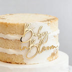 Gold Baby in Bloom Cake Topper,Baby Shower Cake Decor,Acrylic Gender Reveal Party Decoration for Birth Announcement Wecome Baby Party Supplies