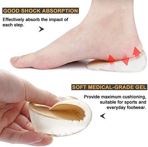 Ailaka 2 Pairs Gel Height Increase Insole, Invisible Heel Lift Inserts, Elastic Shock Absorption Pads 3 Heights for Men & Women