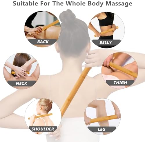 Bamboo Massage Stone Sets for Body Shaping,Bamboo Massage Sticks Sets for Back,Guasha Massage Sticks for Relax Muscles