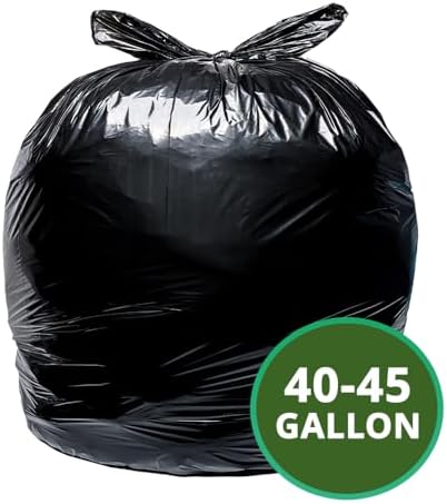 TYPLASTICS 40-45 Gallon Trash Bags Can Liners Heavy Duty 40x46" 1.5 Mil, Black 100 Count, Lawn and Leaf Bags