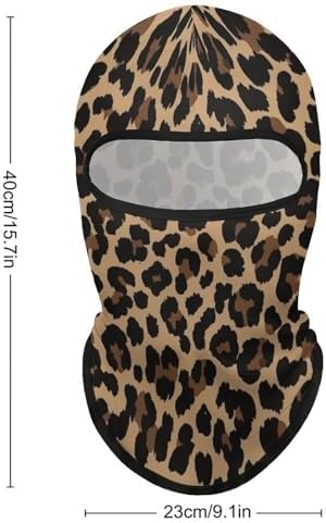 Men’s Lightweight Ski Mask Balaclava, Leopard Cheetah Print Sun Shield Face Cover for Outdoor Sports, Motorcycle Accessories, Dust Proof Reusable Neck Gaiter