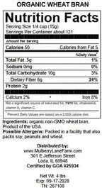 Wheat Bran, 4 Pounds USDA Certified Organic, Non-GMO Bulk, Product of USA, Mulberry Lane Farms