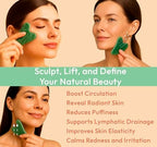 Jade Gua Sha Facial Tool - 100% Natural Xiuyan Jade Authentic Stone for Face Sculpting, Puffiness Relief, Lymphatic Drainage & Skin Glow
