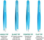 Eyebrows Tweezers Set, 4Pcs Stainless Steel Tweezers for Women with Travel Case, Great Precision for Ingrown Hair, Facial Hair and Splinter Removal