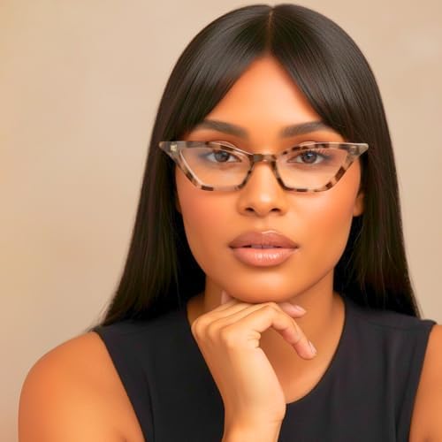 2SeeLife Premium Cat Eye Reading Glasses for Women – Narrow-Medium Fit, Sturdy Frame, Spring Hinges, Stylish Funky Readers, Clear Tortoise, +1.25