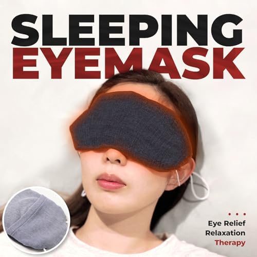 Sleep Eyemask with Charcoal,Blackout Mask, Night Time Eye Mask, Face Sleeping Mask, Washable Eye Cover for Sleeping, Gentle Heat with Infrared Warmth