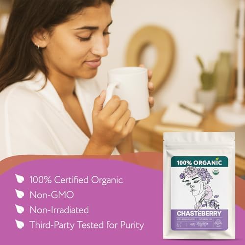 Organic Chasteberry Tea (4 oz.) – Vitex Agnus-cactus Herb - Chaste Tree Berry Tea for Women’s Balance – Supports Hormonal Harmony, PMS & Cycle Comfort