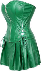DKCHENH Women's Punk Rock Faux Leather Steampunk Corset gothic bustier skirt set costume