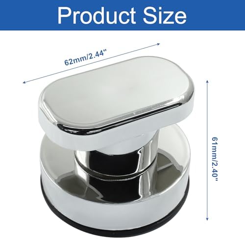 2 Pack Powerful Suction Cup Glass Mirror Door Handle, Refrigerator Drawer Bathroom Suction Cup Wall Armrest, Bathtub Shower Handle Kitchen Drawer Cabinet Knob Suction Cup, Silver
