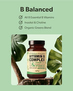 sapling Vegan Vitamin B Complex - Whole Food Blend with Essential B Vitamins B1, B2, B3, B5, B6, B7, Folate, B12-60 Caps
